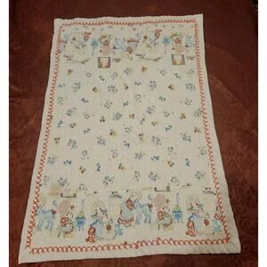 Vintage Handmade Classic Nursery Baby Crib Blanket Quilt 38” x 26”